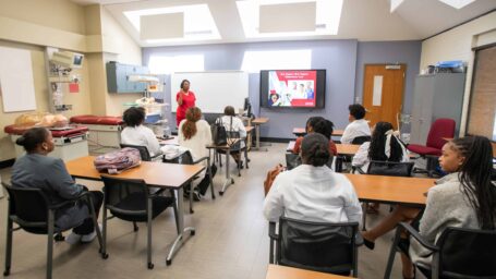 Students learning about respiratory therapy