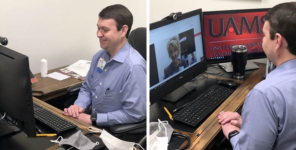 Jordon Weaver, MD conducts a telehealth visit over the computer