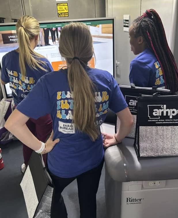 Students in the mobile learning van