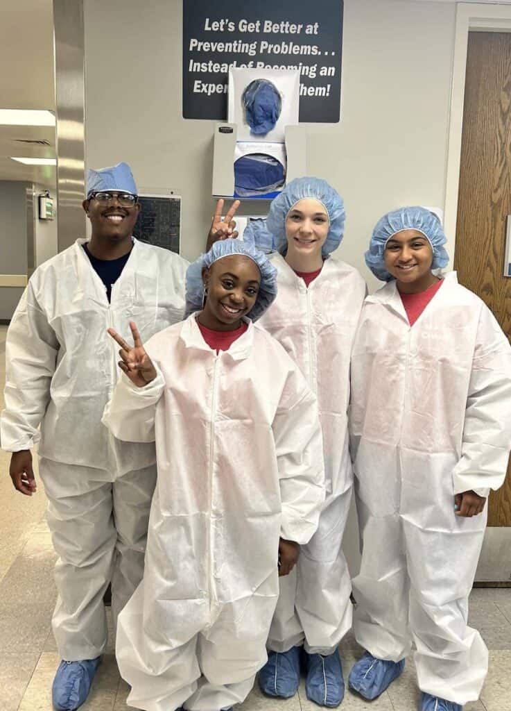 South Central MASH students wearing surgical scrubs