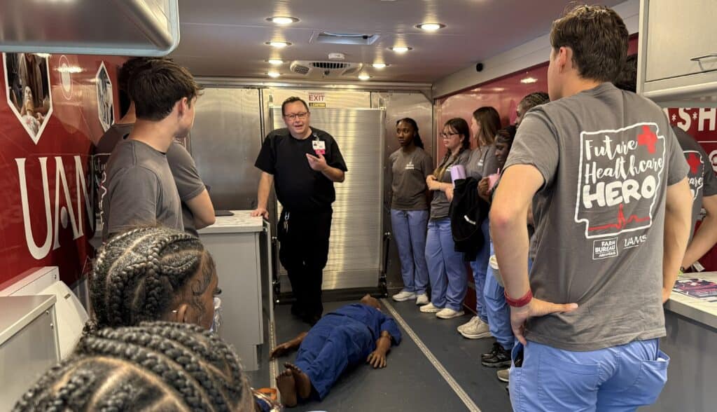Pine Bluff MASH Students  in the mobile education unit