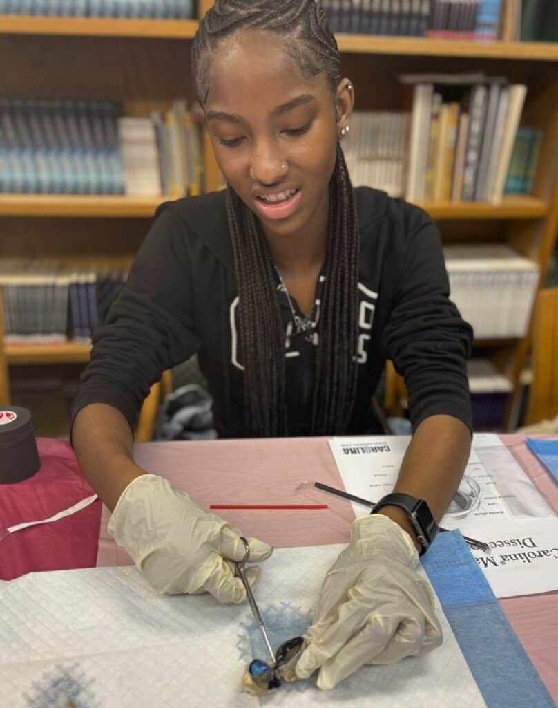 Find Your Future student doing a dissection activity